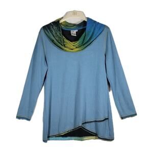 Parsley & Sage Sweater Women’s Lagenlook Cowl Neck Mixed Pattern Tunic Large